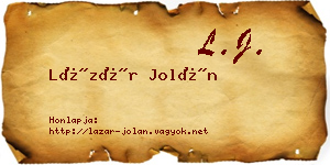 Lázár Jolán névjegykártya